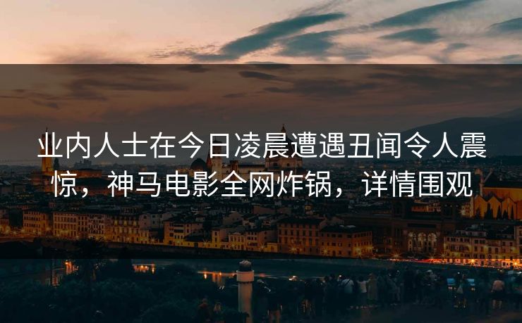 业内人士在今日凌晨遭遇丑闻令人震惊，神马电影全网炸锅，详情围观