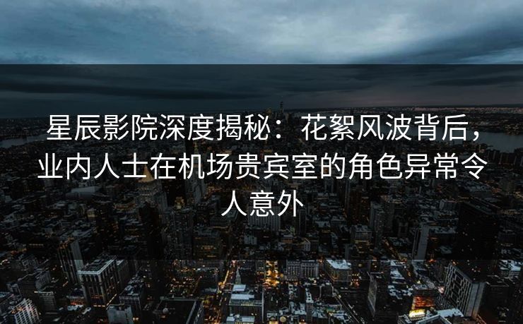 星辰影院深度揭秘：花絮风波背后，业内人士在机场贵宾室的角色异常令人意外