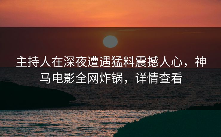 主持人在深夜遭遇猛料震撼人心，神马电影全网炸锅，详情查看