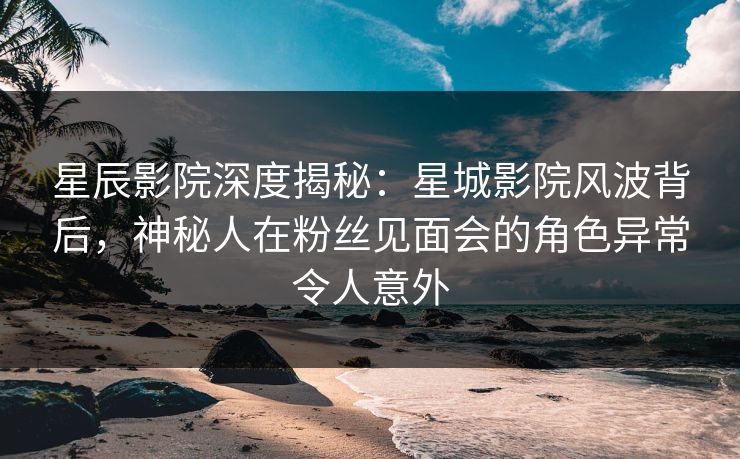 星辰影院深度揭秘：星城影院风波背后，神秘人在粉丝见面会的角色异常令人意外