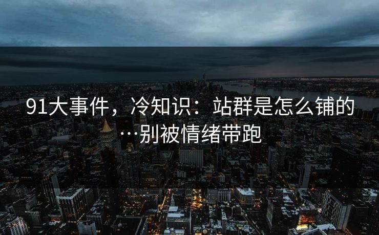 91大事件，冷知识：站群是怎么铺的…别被情绪带跑