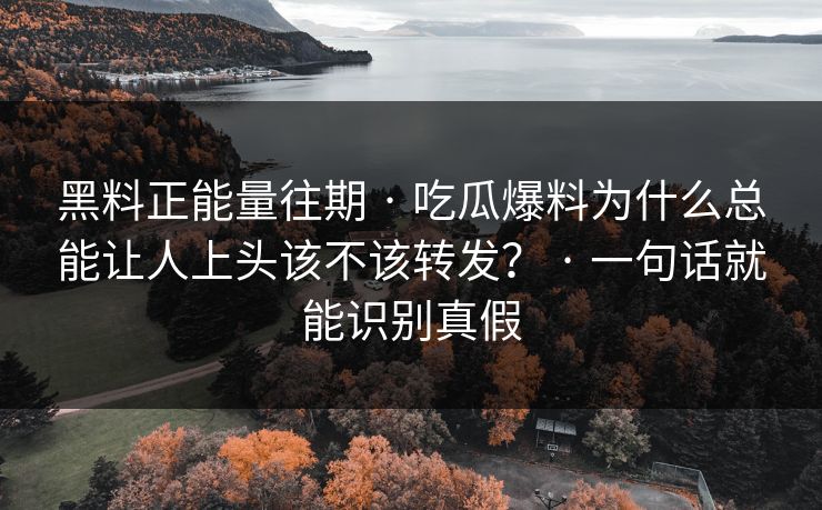 黑料正能量往期 · 吃瓜爆料为什么总能让人上头该不该转发？ · 一句话就能识别真假